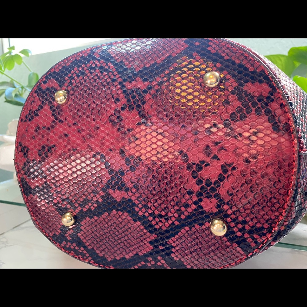 Diophy Red Vegan Snake Skin Purse - Picture 4 of 16